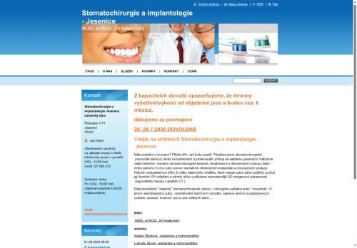 Zobrazit webové stránky Stomatochirurgie a implantologie - as. MUDr. et MUDr. Jiří Holakovský, as. MUDr. et MUDr. Marek Vlk, PhD.
