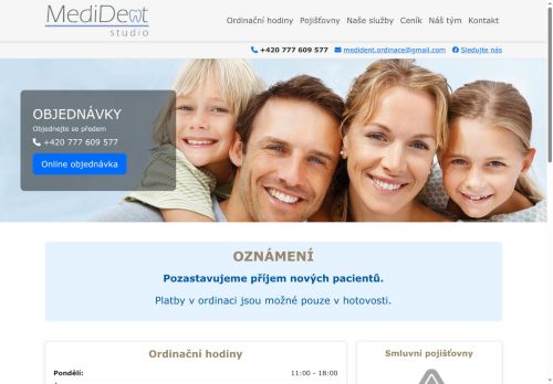 Zobrazit webové stránky Zubní ordinace MediDent - MUDr. Judita Urdová
