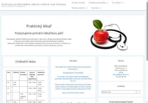 Zobrazit webové stránky Praktický lékař pro dospělé - MUDr. Josef Blecha