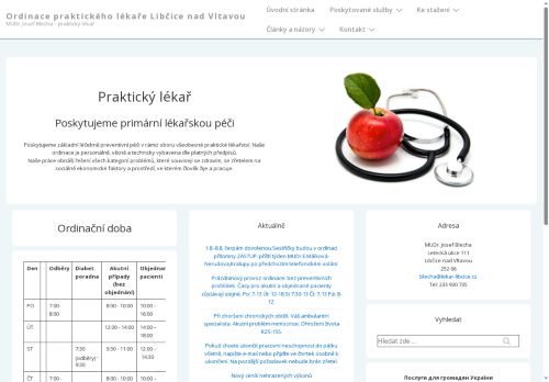 Zobrazit webové stránky Praktický lékař pro dospělé - MUDr. Josef Blecha