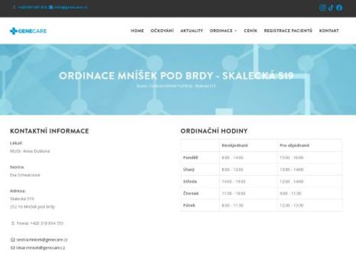 Praktický lékař pro dospělé GENECARE - MUDr. Anna Dušková, MUDr. Veronika Polatová