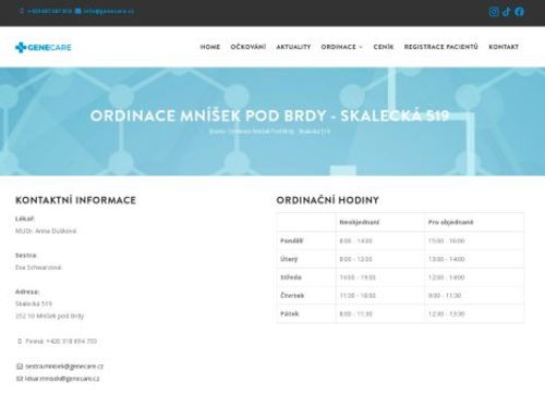 Praktický lékař pro dospělé GENECARE - MUDr. Anna Dušková, MUDr. Veronika Polatová