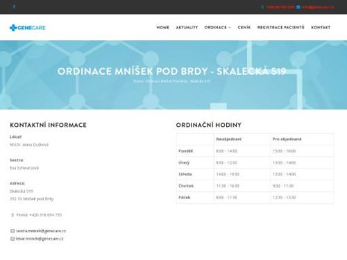 Praktický lékař pro dospělé GENECARE - MUDr. Anna Dušková, MUDr. Veronika Polatová