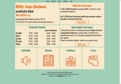 Zobrazit webové stránky Praktický lékař pro dospělé WELLMED s.r.o. - MUDr. Hana Brichová