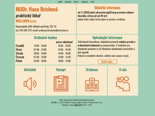Praktický lékař pro dospělé WELLMED s.r.o. - MUDr. Hana Brichová