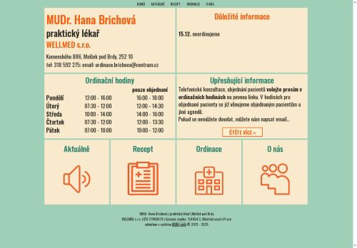 Zobrazit webové stránky Praktický lékař pro dospělé WELLMED s.r.o. - MUDr. Hana Brichová