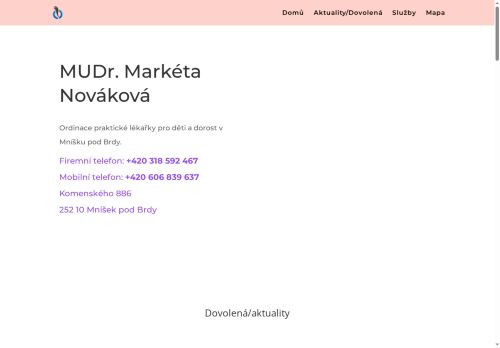 Zobrazit webové stránky Praktický lékař pro děti a dorost - MUDr. Markéta Nováková