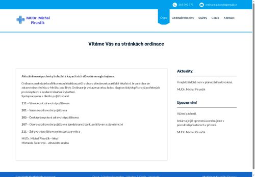 Zobrazit webové stránky Praktický lékař pro dospělé - MUDr. Michal Pirunčík