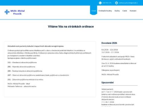 Praktický lékař pro dospělé - MUDr. Michal Pirunčík