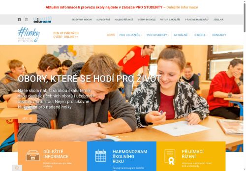 Webové stránky Střední odborná škola a Střední odborné učiliště, Beroun - Hlinky, Okružní 1404, Beroun