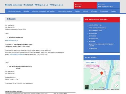 Ortopedická ambulance Městská nemocnice Roztoky - plk. MUDr. Lubomír Zelenka, Ph.D.