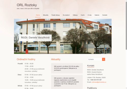 Zobrazit webové stránky ORL - MUDr. Daniela Vaculíková, MUDr. Zuzana Krylová