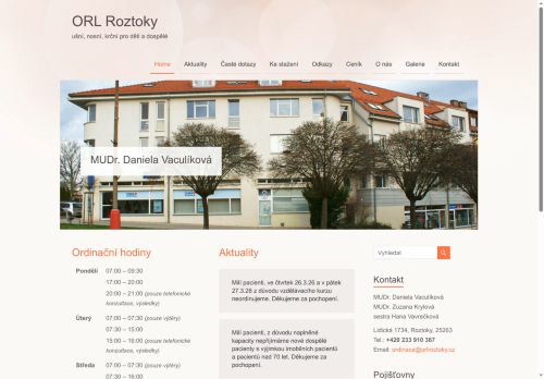 Zobrazit webové stránky ORL - MUDr. Daniela Vaculíková, MUDr. Zuzana Krylová