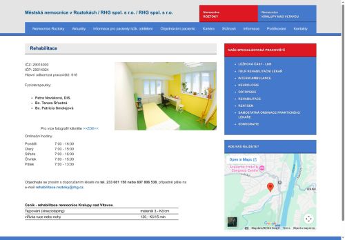 Zobrazit webové stránky Rehabilitace Městská nemocnice Roztoky