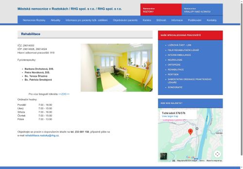 Zobrazit webové stránky Rehabilitace Městská nemocnice Roztoky