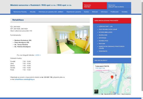 Zobrazit webové stránky Rehabilitace Městská nemocnice Roztoky