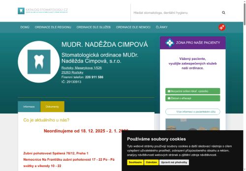 Zobrazit webové stránky Zubní ordinace - MUDr. Naděžda Cimprová