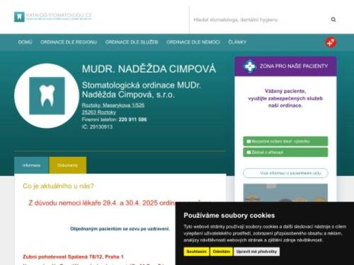Zubní ordinace - MUDr. Naděžda Cimprová