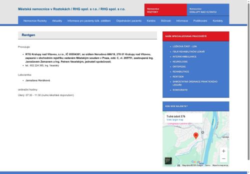 Zobrazit webové stránky Rentgen Městská nemocnice Roztoky