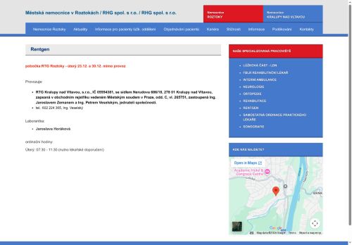Zobrazit webové stránky Rentgen Městská nemocnice Roztoky