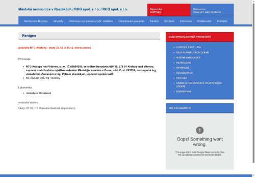 Zobrazit webové stránky Rentgen Městská nemocnice Roztoky