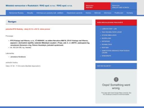 Rentgen Městská nemocnice Roztoky