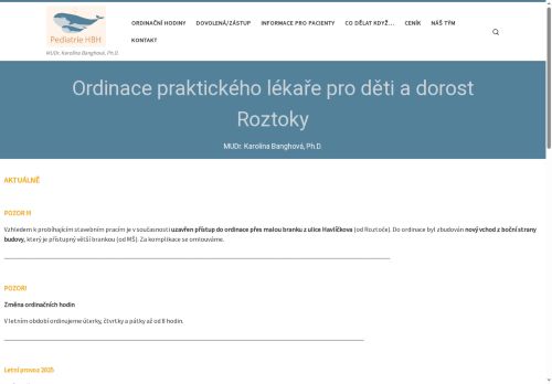 Zobrazit webové stránky Praktický lékař pro děti a dorost - MUDr. Karolína Banghová, Ph.D.