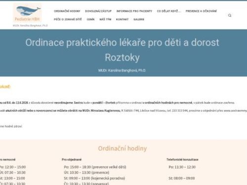 Praktický lékař pro děti a dorost - MUDr. Karolína Banghová, Ph.D.