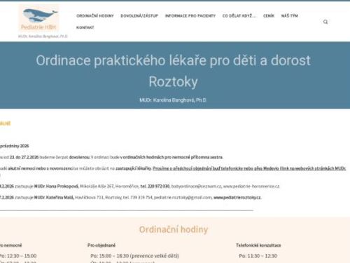 Praktický lékař pro děti a dorost - MUDr. Karolína Banghová, Ph.D.