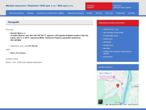 Sonografie Městská nemocnice Roztoky - MUDr. Petr Dobíšek