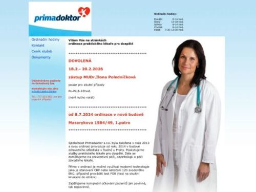 Praktický lékař pro dospělé Primadoktor s.r.o. - MUDr. Hana Jiráková