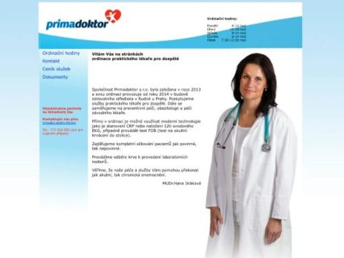 Praktický lékař pro dospělé Primadoktor s.r.o. - MUDr. Hana Jiráková