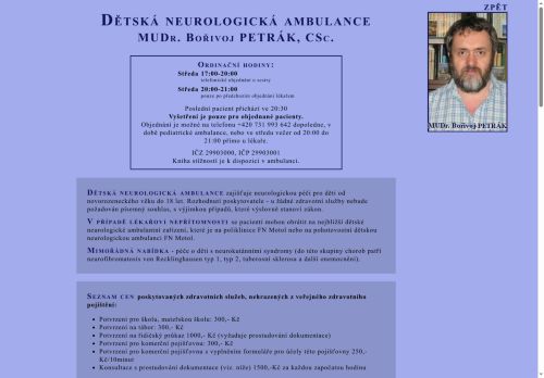 Zobrazit webové stránky Dětská neurologická ambulance - MUDr. Bořivoj Petrák, CSc.