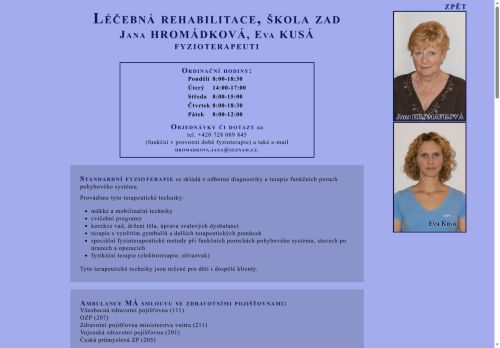Zobrazit webové stránky Fyzioterapie - Jana Hromádková, Eva Kusá