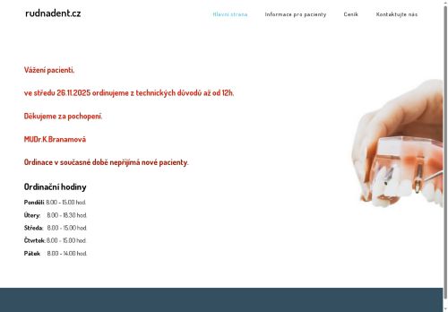 Zobrazit webové stránky Zubní ordinace Rudnadent - MUDr. Kamila Branamová