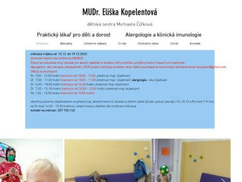 Praktický lékař pro děti a dorost a alergologická a imunologická ambulance - MUDr. Eliška Kopelentová