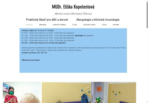 Zobrazit webové stránky Praktický lékař pro děti a dorost a alergologická a imunologická ambulance - MUDr. Eliška Kopelentová