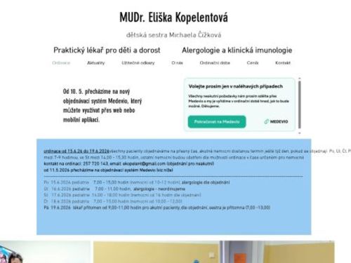 Praktický lékař pro děti a dorost a alergologická a imunologická ambulance - MUDr. Eliška Kopelentová