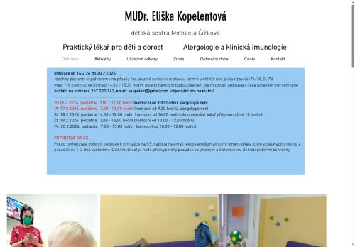 Zobrazit webové stránky Praktický lékař pro děti a dorost a alergologická a imunologická ambulance - MUDr. Eliška Kopelentová