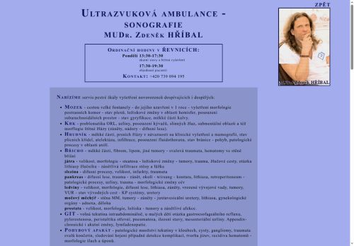 Zobrazit webové stránky Sonografie (ultrazvuková ambulance) - MUDr. Zdeněk Hříbal