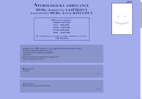 Zobrazit webové stránky Neurologická ambulance - MUDr. Jaroslava Lajčíková