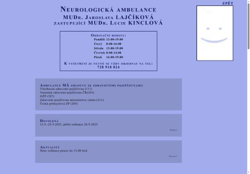 Zobrazit webové stránky Neurologická ambulance - MUDr. Jaroslava Lajčíková
