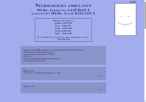 Zobrazit webové stránky Neurologická ambulance - MUDr. Jaroslava Lajčíková