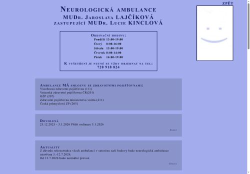 Zobrazit webové stránky Neurologická ambulance - MUDr. Jaroslava Lajčíková