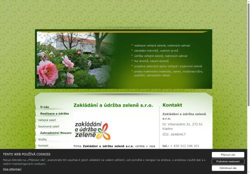 Webové stránky Zakládání a údržba zeleně s.r.o., Kladno