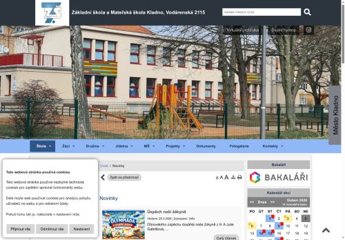 Webové stránky Základní škola a Mateřská škola Kladno, Vodárenská 2115, Kladno