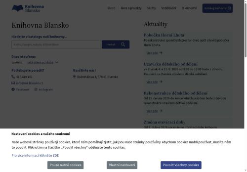 Zobrazit webové stránky Městská knihovna Blansko
