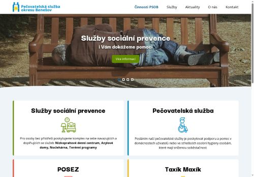 Webové stránky Pečovatelská služba okresu Benešov, Vlašim