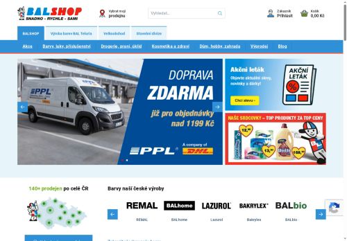 Zobrazit webové stránky BALSHOP.CZ - barvy - laky - drogérie