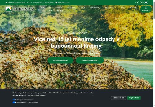 Webové stránky ELRON CZ s.r.o., Plzeň